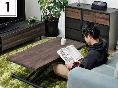 アカシア材オイル塗装の昇降テーブル | 種田家具 雑貨 ZakkaShop&